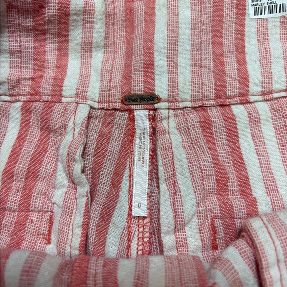 COPY - Free People Striped Pink and White Linen Cotton Blend Shorts NWOT Size 0 - Picture 3 of 4